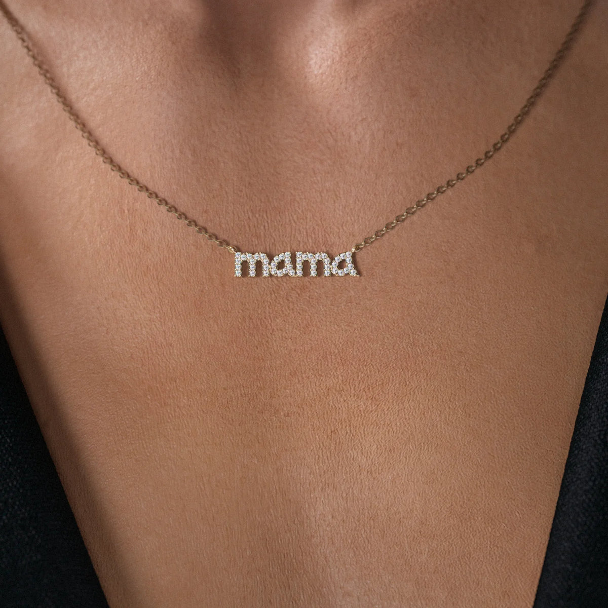 0.2 CT Round Mama Pendant Moissanite Diamond Necklace in Solid Gold