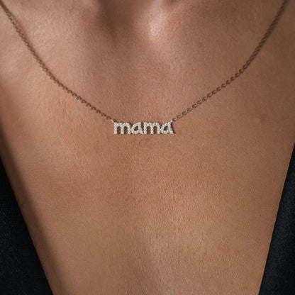 0.2 CT Round Mama Pendant Moissanite Diamond Necklace in Solid Gold
