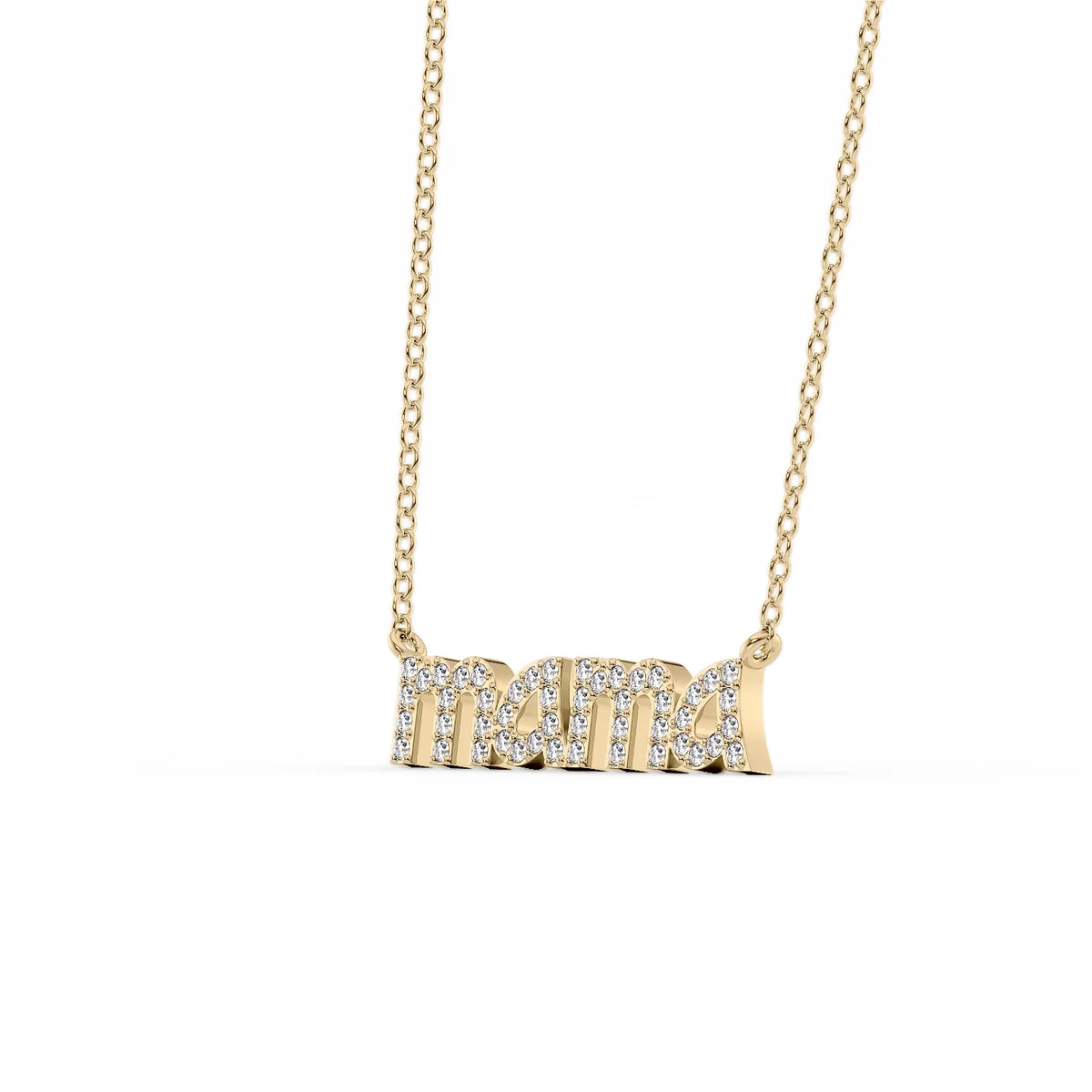 0.2 CT Round Mama Pendant Moissanite Diamond Necklace in Solid Gold