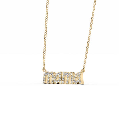0.2 CT Round Mama Pendant Moissanite Diamond Necklace in Solid Gold