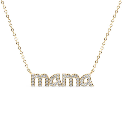 0.2 CT Round Mama Pendant Moissanite Diamond Necklace in Solid Gold