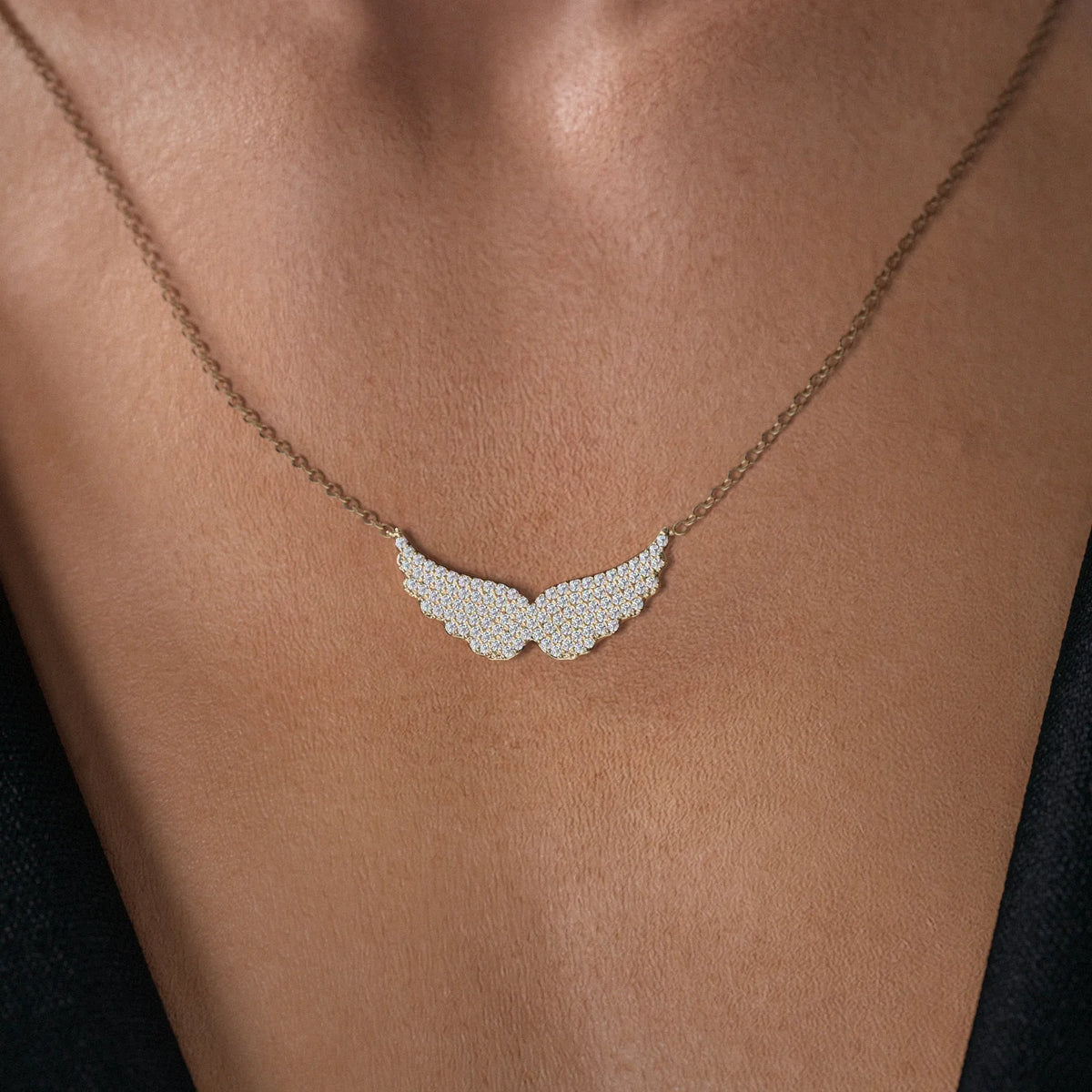 0.65 CT Round Wings Pendant Moissanite Diamond Necklace in Solid Gold
