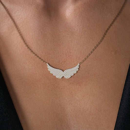 0.65 CT Round Wings Pendant Moissanite Diamond Necklace in Solid Gold