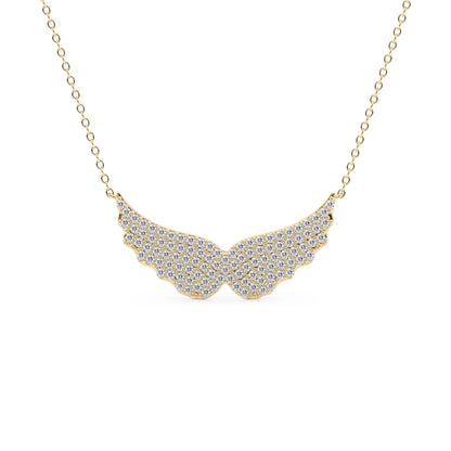 0.65 CT Round Wings Pendant Moissanite Diamond Necklace in Solid Gold