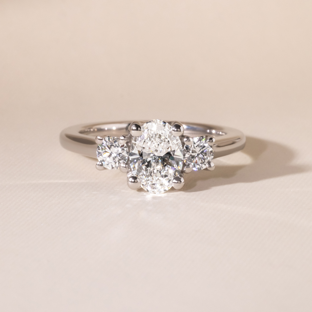Marquise Shaped Three Stone Lab Grown Diamond Engagement Ring