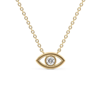 0.07 CT Round Evil Eye Pendant Moissanite Diamond Necklace in Solid Gold