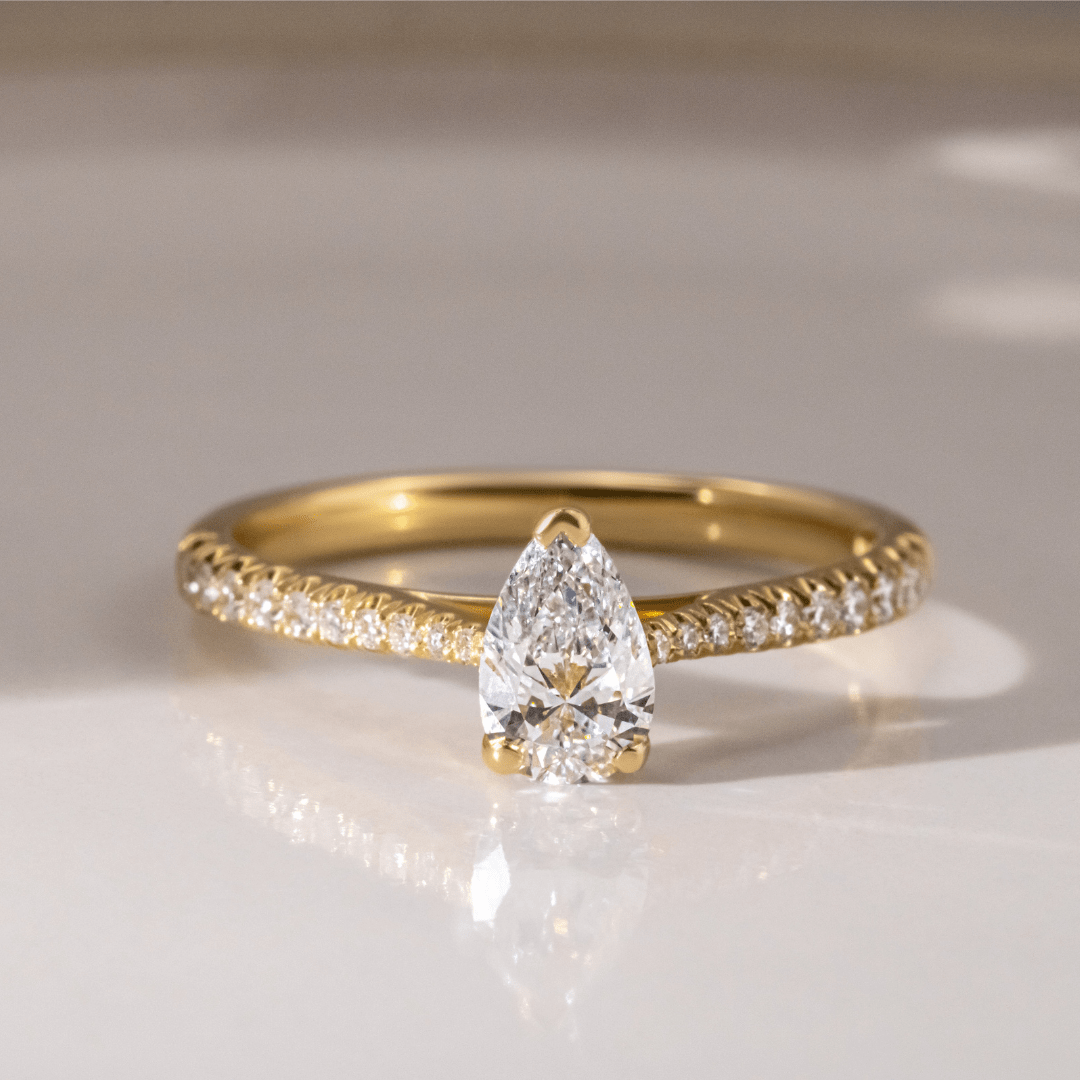 Marquise Shaped Three Stone Lab Grown Diamond Engagement Ring