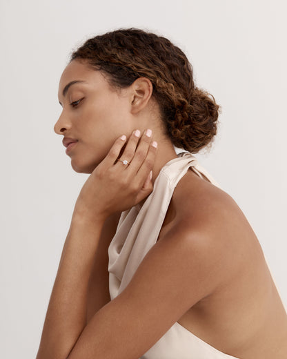 Marquise Shaped Three Stone Lab Grown Diamond Engagement Ring