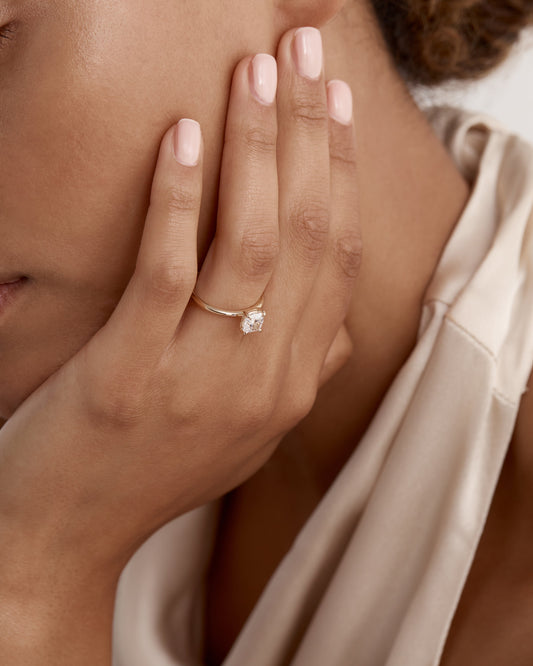 Marquise Shaped Three Stone Lab Grown Diamond Engagement Ring