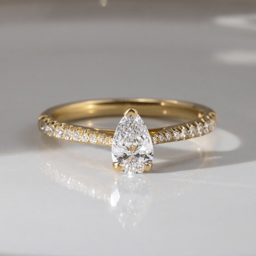 Marquise Shaped Three Stone Lab Grown Diamond Engagement Ring