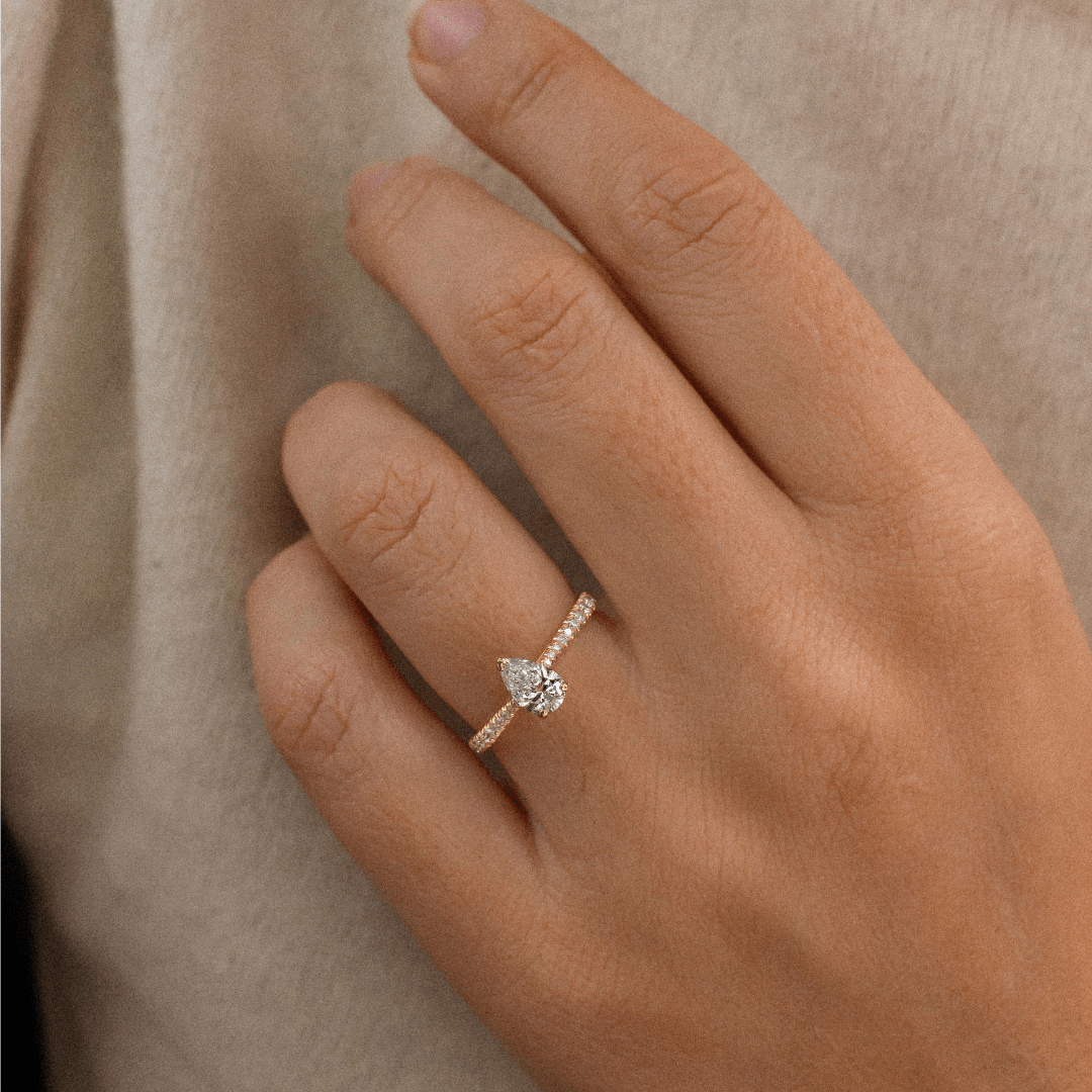 Marquise Shaped Three Stone Lab Grown Diamond Engagement Ring