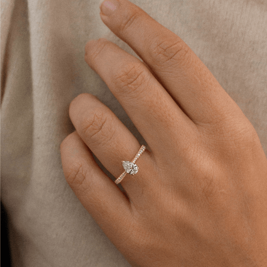 Marquise Shaped Three Stone Lab Grown Diamond Engagement Ring