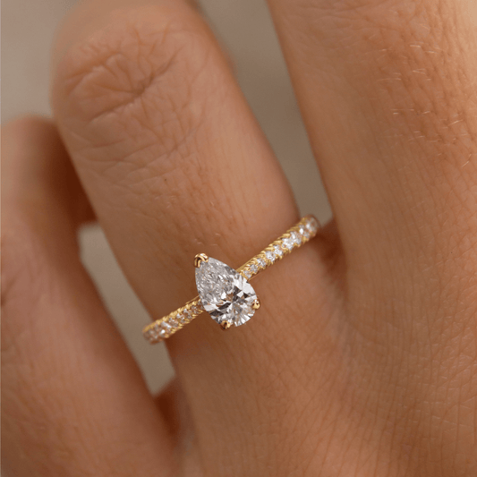 Marquise Shaped Three Stone Lab Grown Diamond Engagement Ring