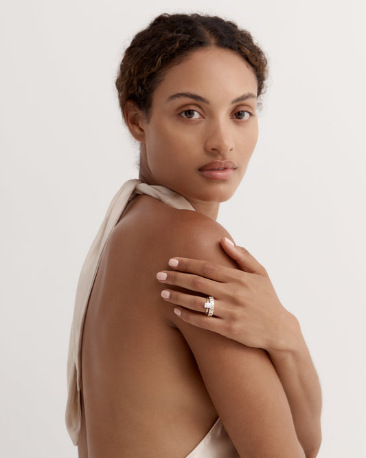 Marquise Shaped Three Stone Lab Grown Diamond Engagement Ring