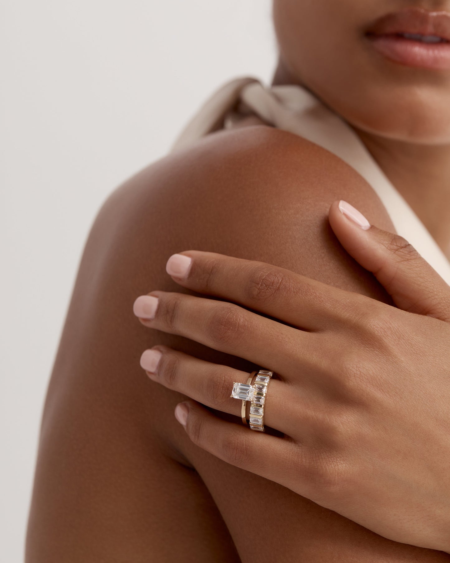 Marquise Shaped Three Stone Lab Grown Diamond Engagement Ring