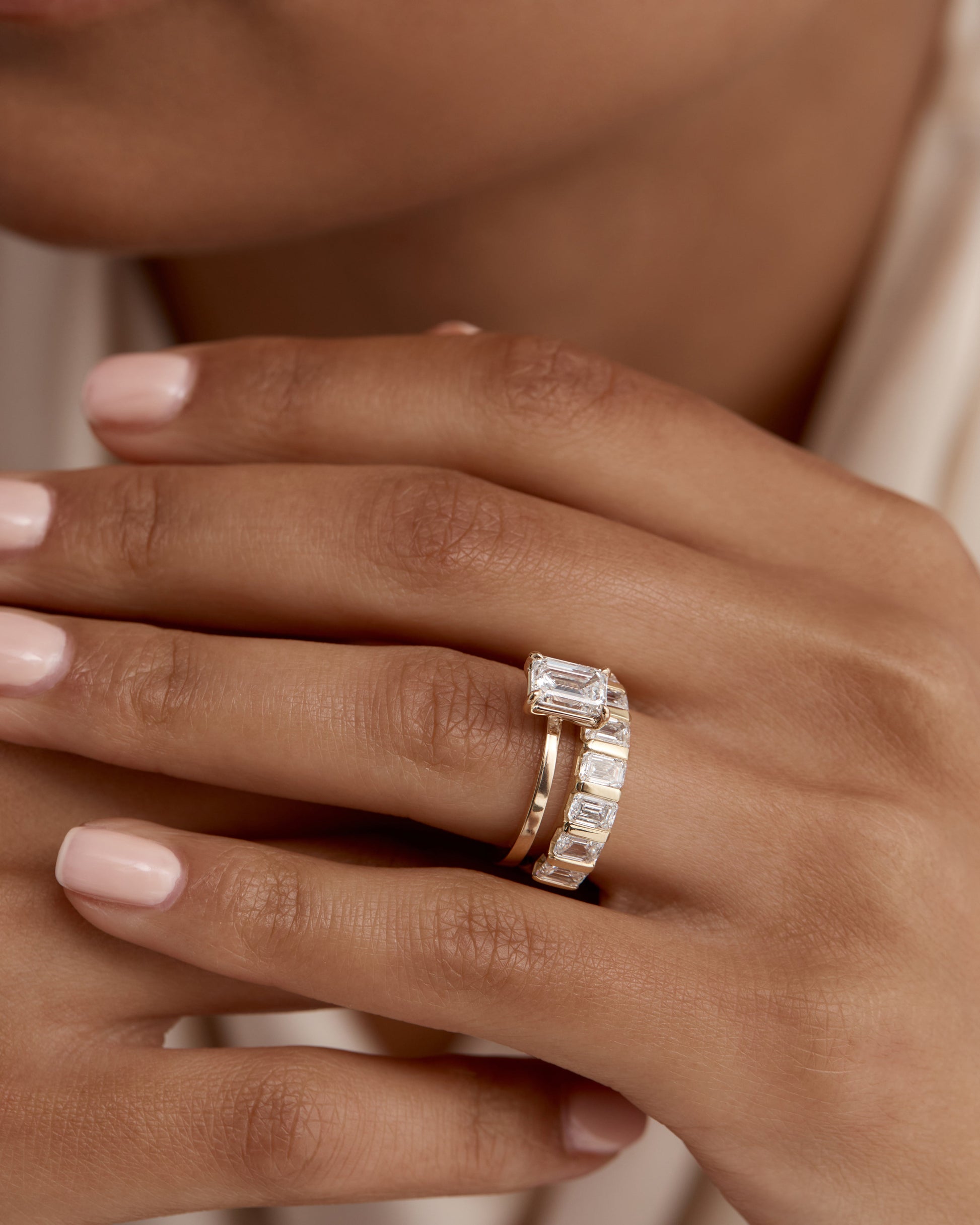 Marquise Shaped Three Stone Lab Grown Diamond Engagement Ring