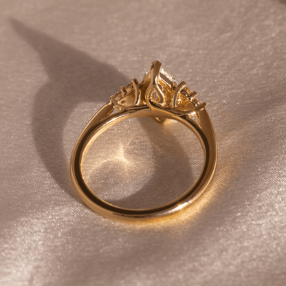 Marquise Shaped Three Stone Lab Grown Diamond Engagement Ring