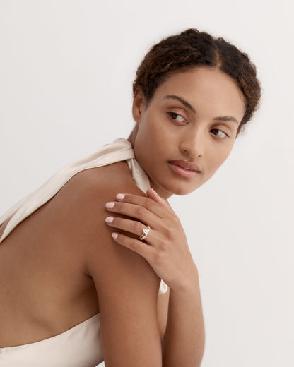 Marquise Shaped Three Stone Lab Grown Diamond Engagement Ring