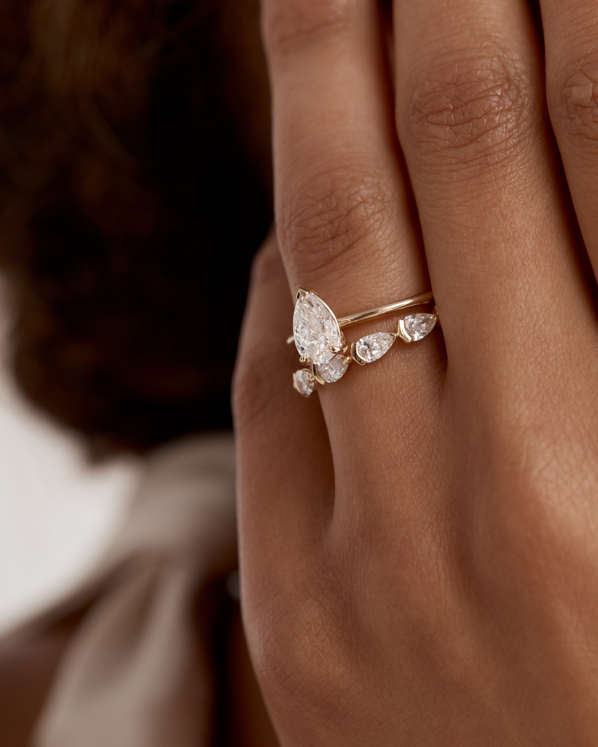 Marquise Shaped Three Stone Lab Grown Diamond Engagement Ring