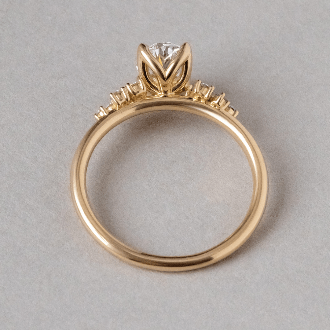 Marquise Shaped Three Stone Lab Grown Diamond Engagement Ring