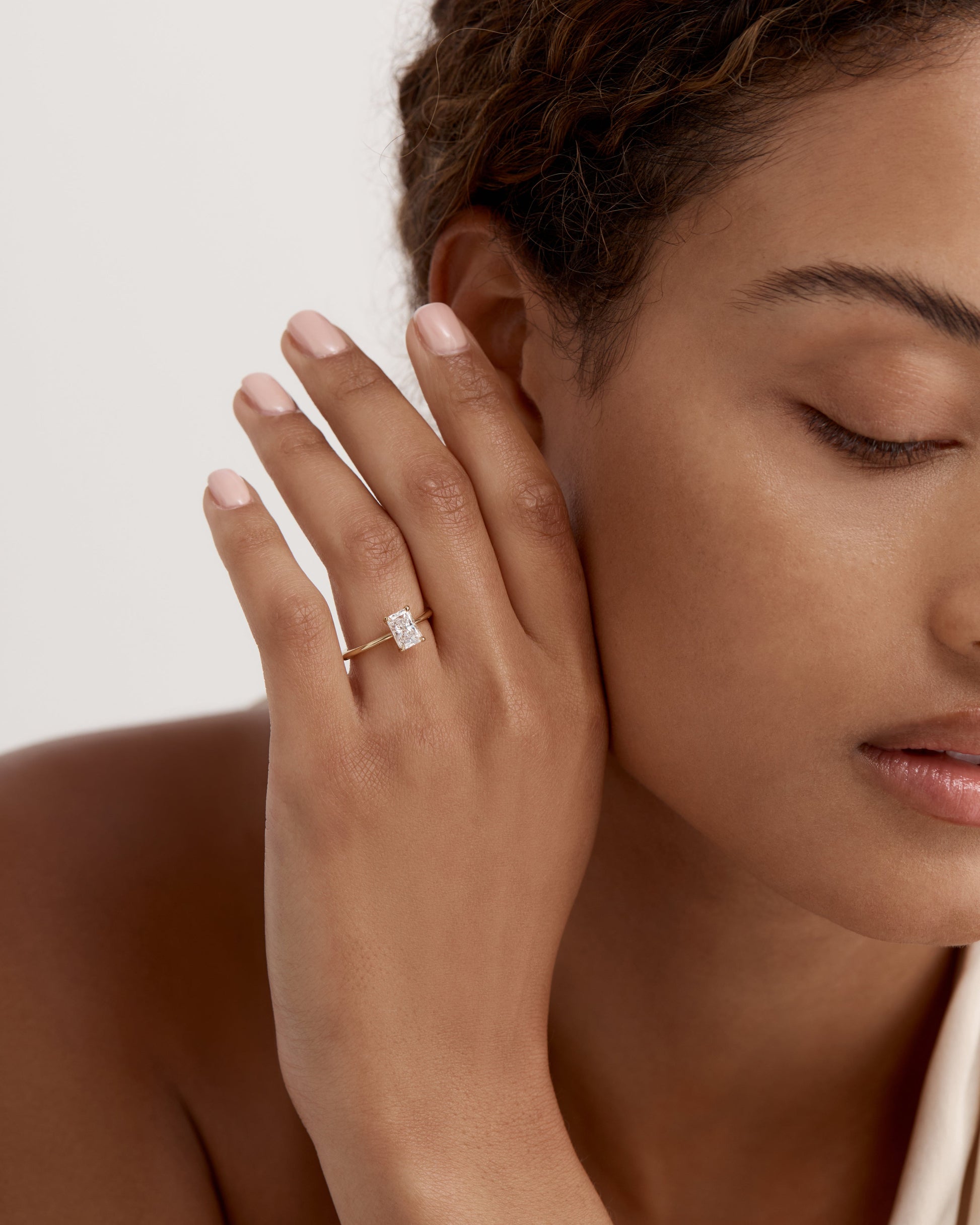 Marquise Shaped Three Stone Lab Grown Diamond Engagement Ring