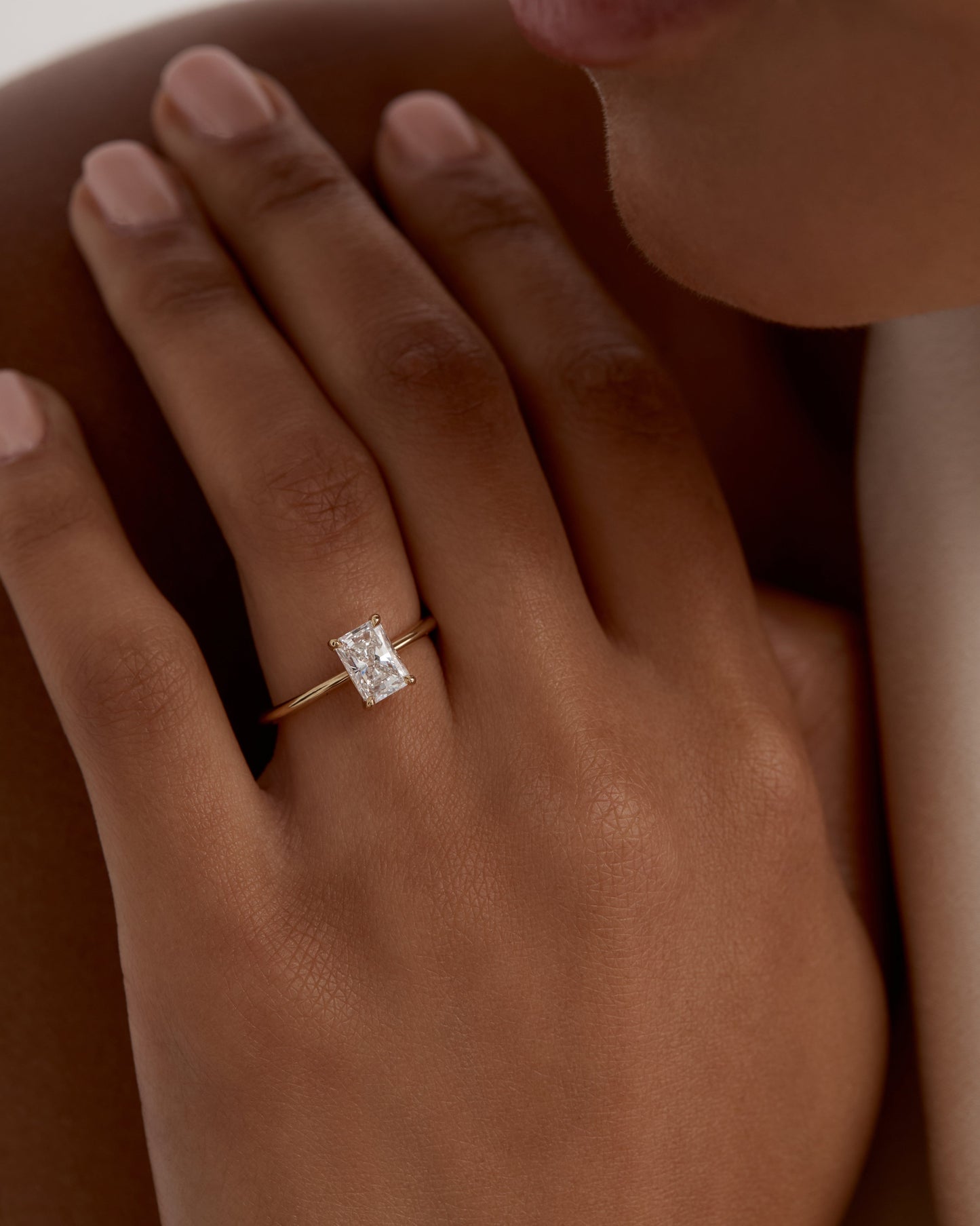 Marquise Shaped Three Stone Lab Grown Diamond Engagement Ring