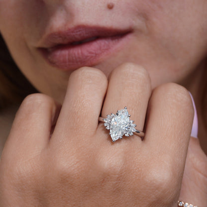 2.9 Carats Emerald Pave Styled Moissanite Engagement Ring