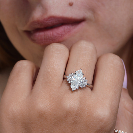 2.9 Carats Emerald Pave Styled Moissanite Engagement Ring