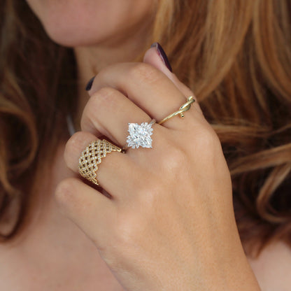 2.9 Carats Emerald Pave Styled Moissanite Engagement Ring