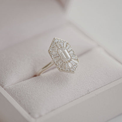 Marquise Shaped Three Stone Lab Grown Diamond Engagement Ring