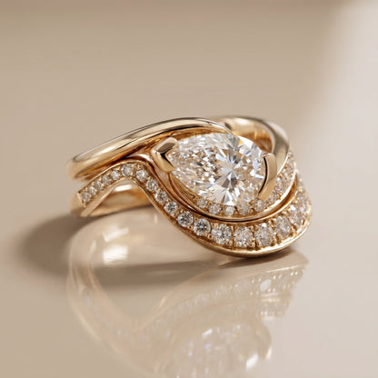 1.0 CT Round Solitaire Moissanite Diamond Bridal Ring Set