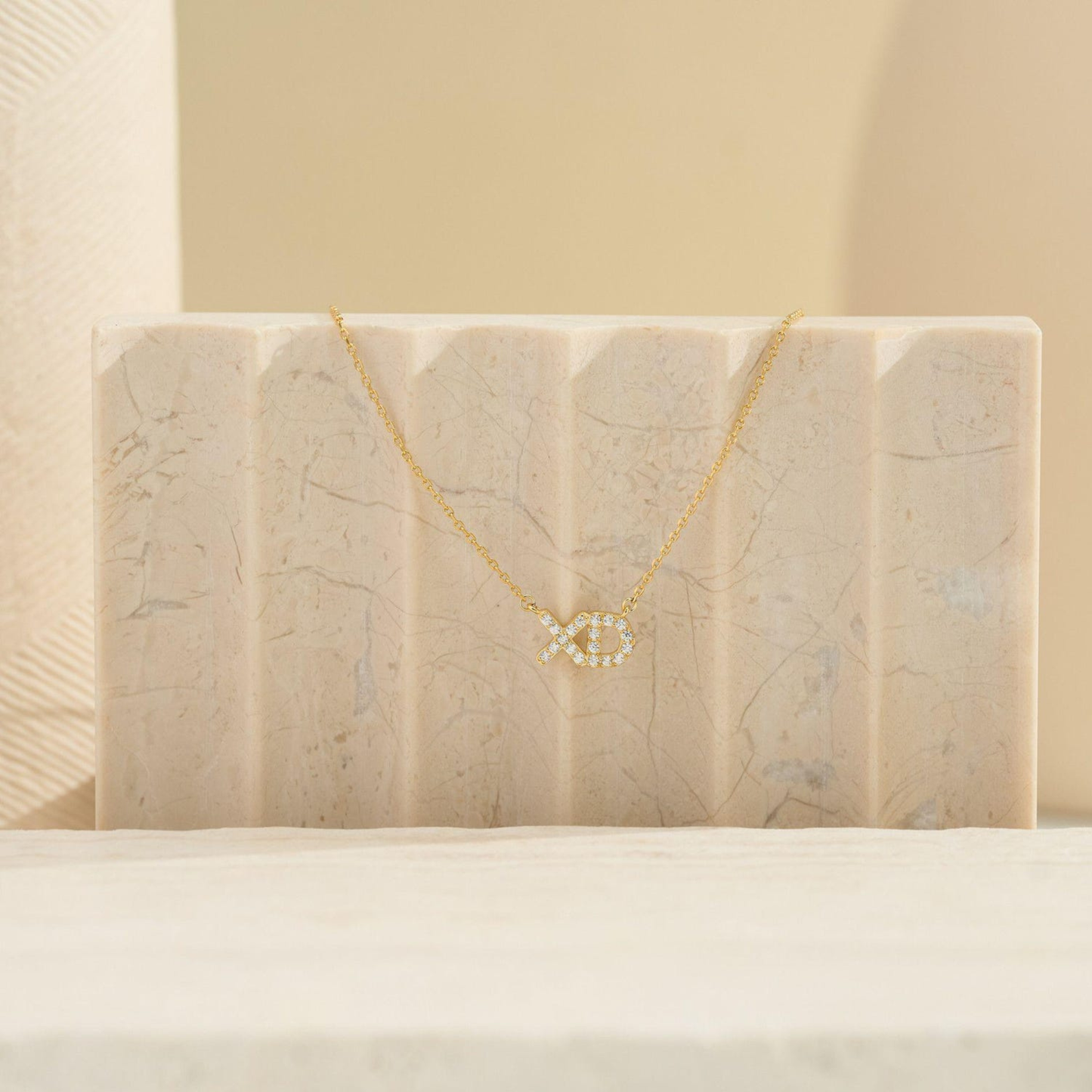 0.25 CT Round Moissanite 2 Letters Pendant Necklace