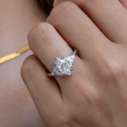 Marquise Shaped Three Stone Lab Grown Diamond Engagement Ring