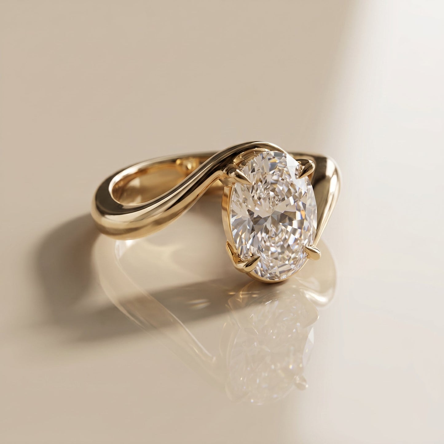 Oval Solitaire Engagement Ring – 2 CT Moissanite Diamond