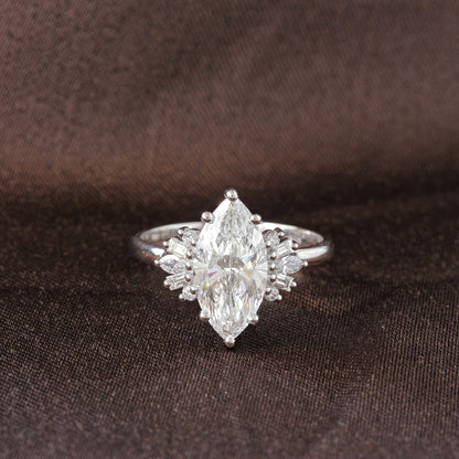 2.9 Carats Emerald Pave Styled Moissanite Engagement Ring