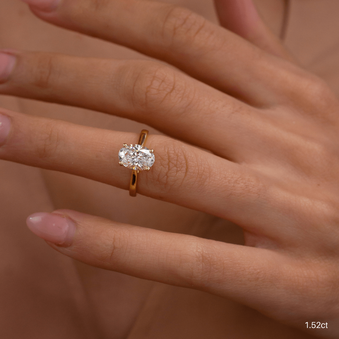 Marquise Shaped Three Stone Lab Grown Diamond Engagement Ring