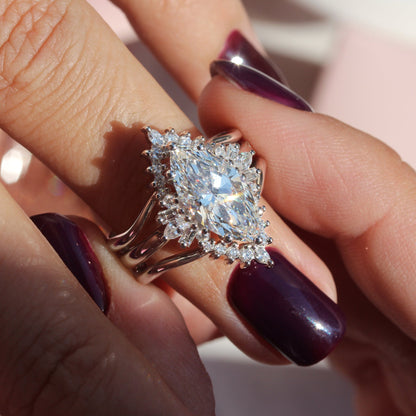 2.9 Carats Emerald Pave Styled Moissanite Engagement Ring