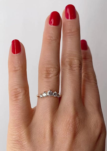 0.72 TCW Round Shaped Five Stone Moissanite Wedding Band