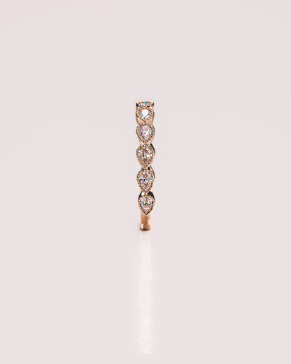 0.8 CT Pear Shaped Milgrain Moissanite Wedding Band