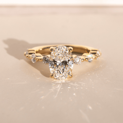Marquise Shaped Three Stone Lab Grown Diamond Engagement Ring