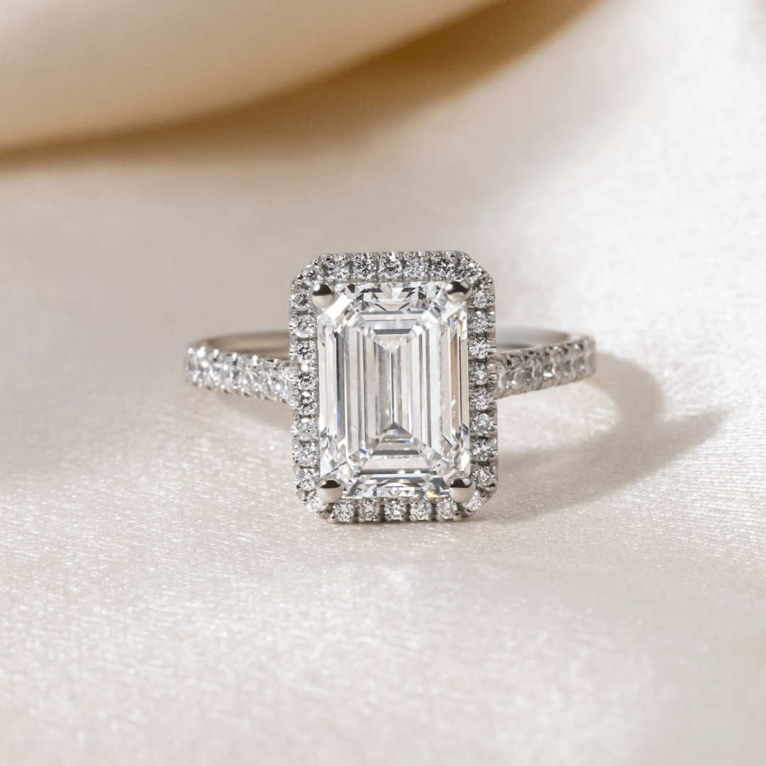 Marquise Shaped Three Stone Lab Grown Diamond Engagement Ring