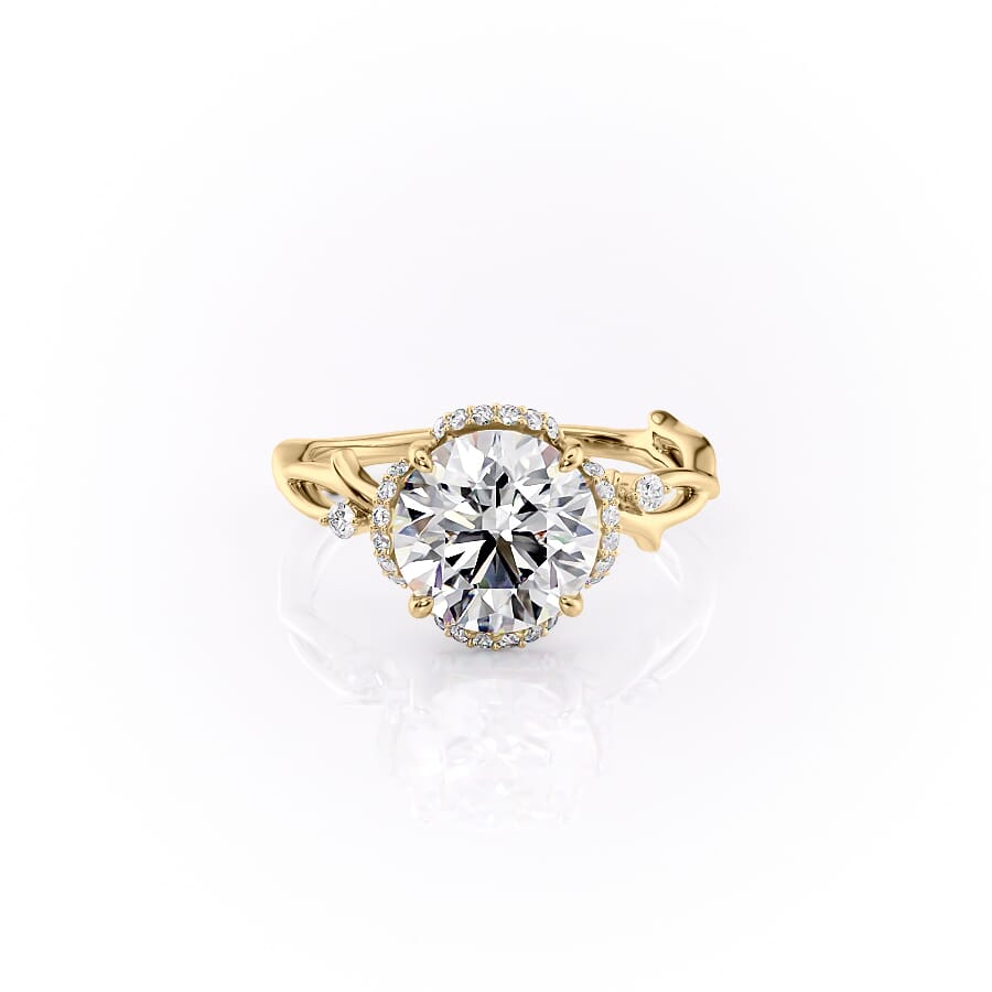 2 CT Round Cut Twig Moissanite Engagement Ring