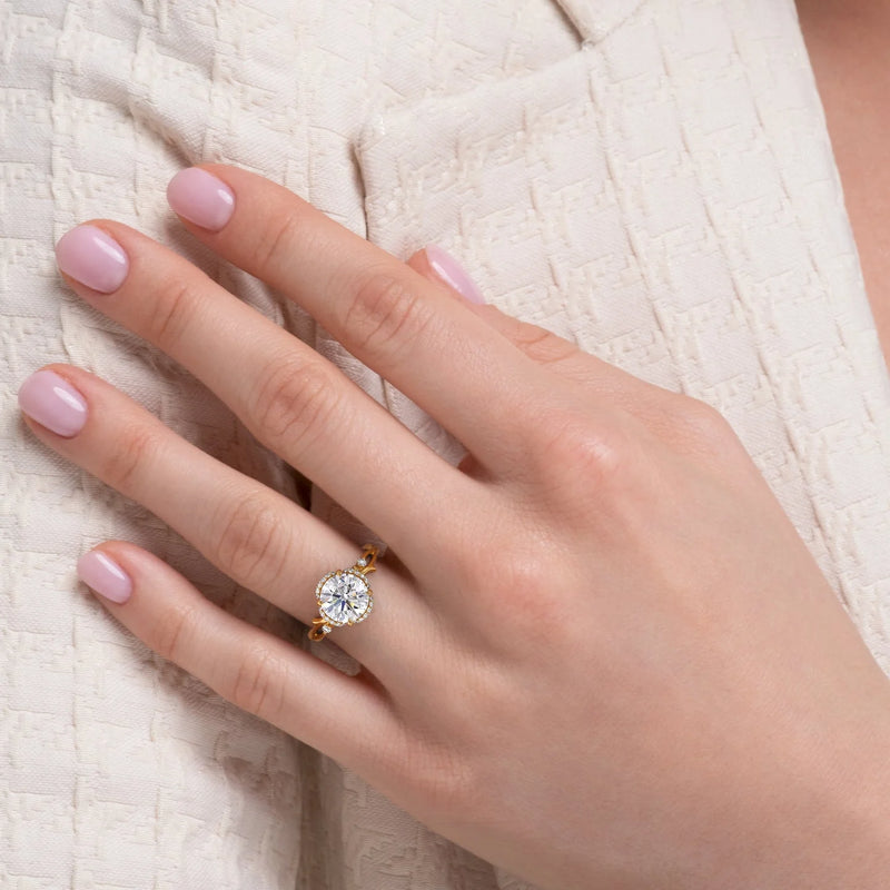 2 CT Round Cut Twig Moissanite Engagement Ring