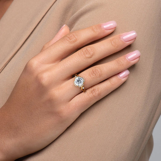 2 CT Round Cut Twig Moissanite Engagement Ring