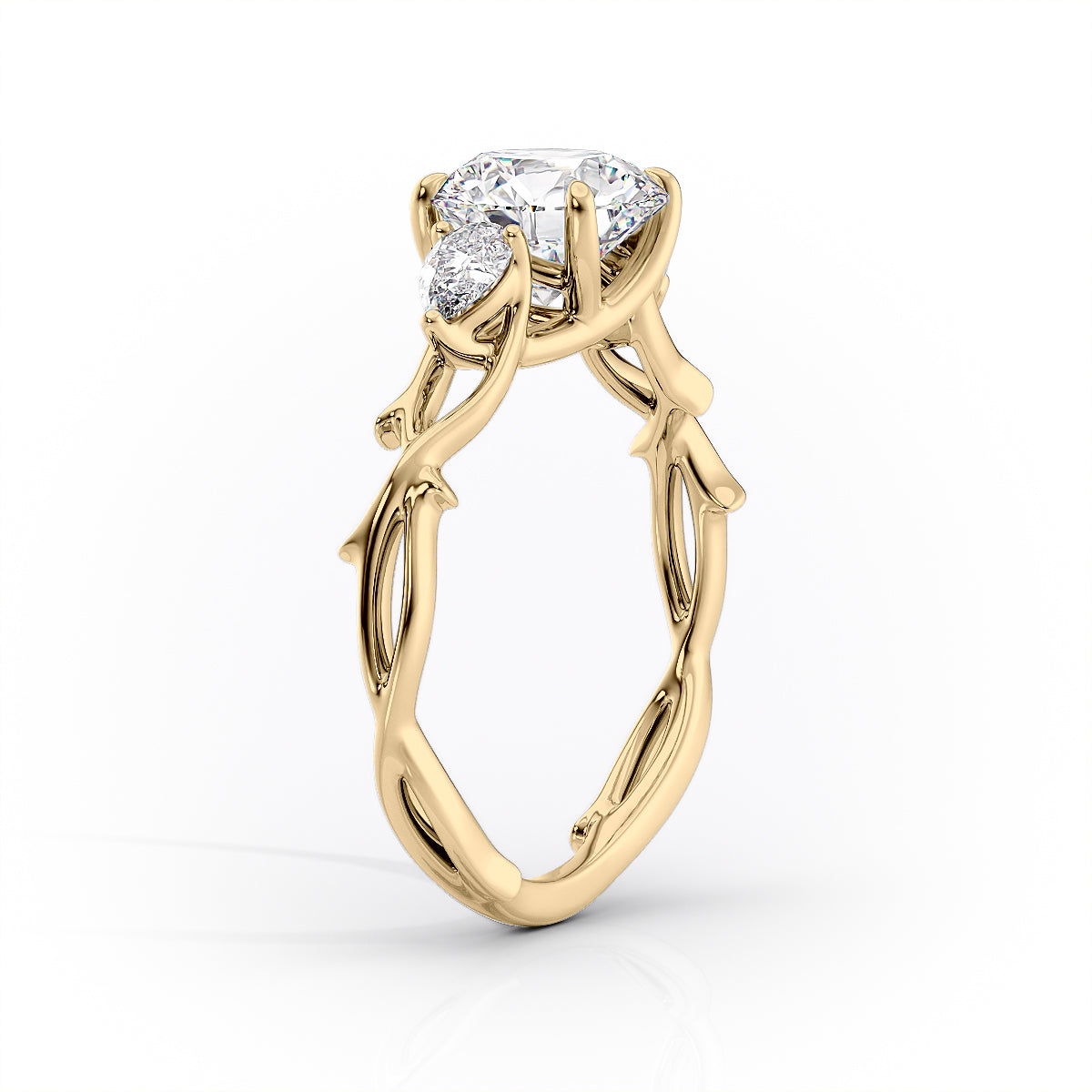 2 CT Round Cut 3-Stones Moissanite Engagement Ring