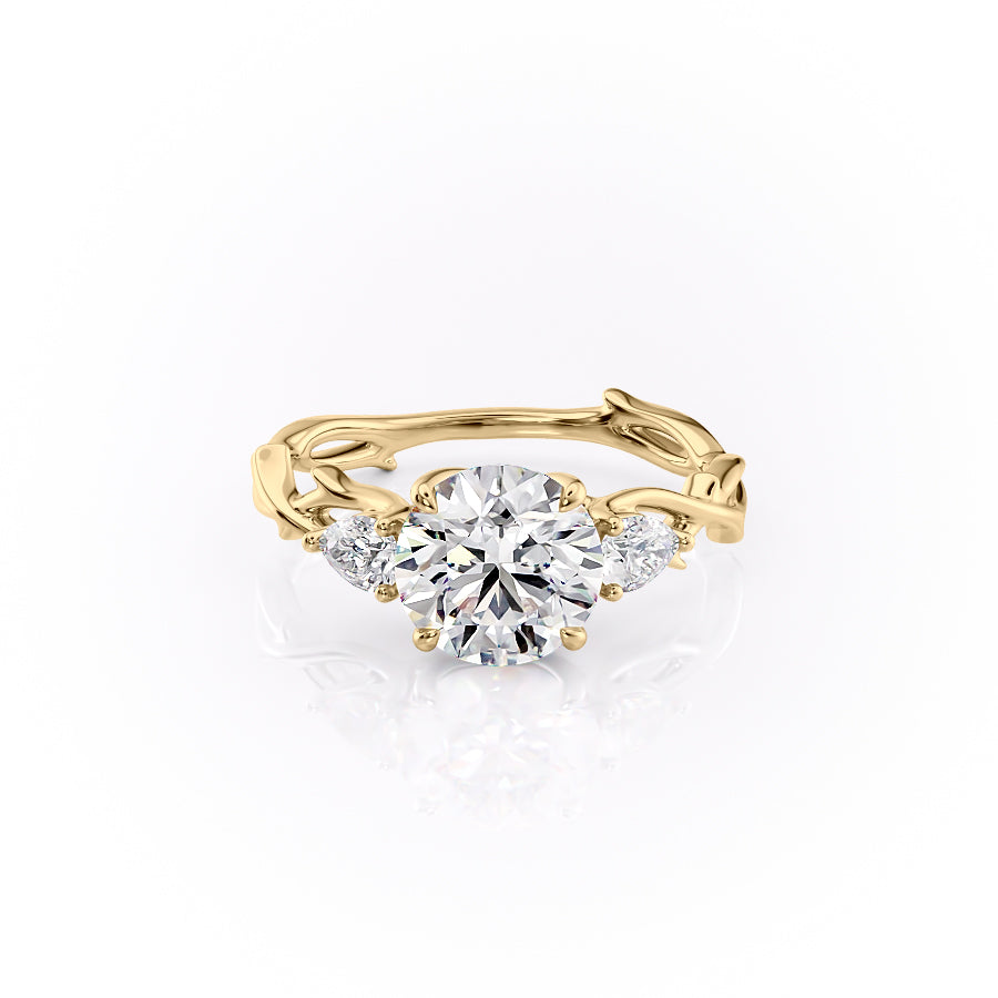 2 CT Round Cut 3-Stones Moissanite Engagement Ring