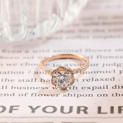 1.0 CT Round Shaped Moissanite Multi-Stone Pave Engagement Ring 1