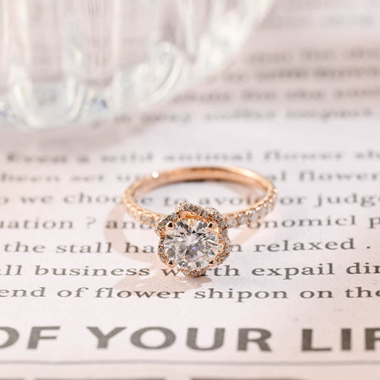 1.0 CT Round Shaped Moissanite Multi-Stone Pave Engagement Ring 1