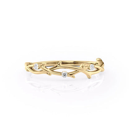 0.04 CT Round Shaped Twig Moissanite Wedding Band