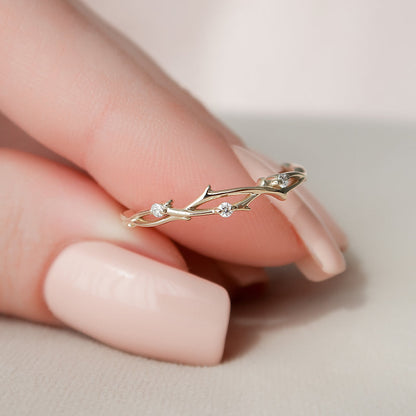 0.04 CT Round Shaped Twig Moissanite Wedding Band